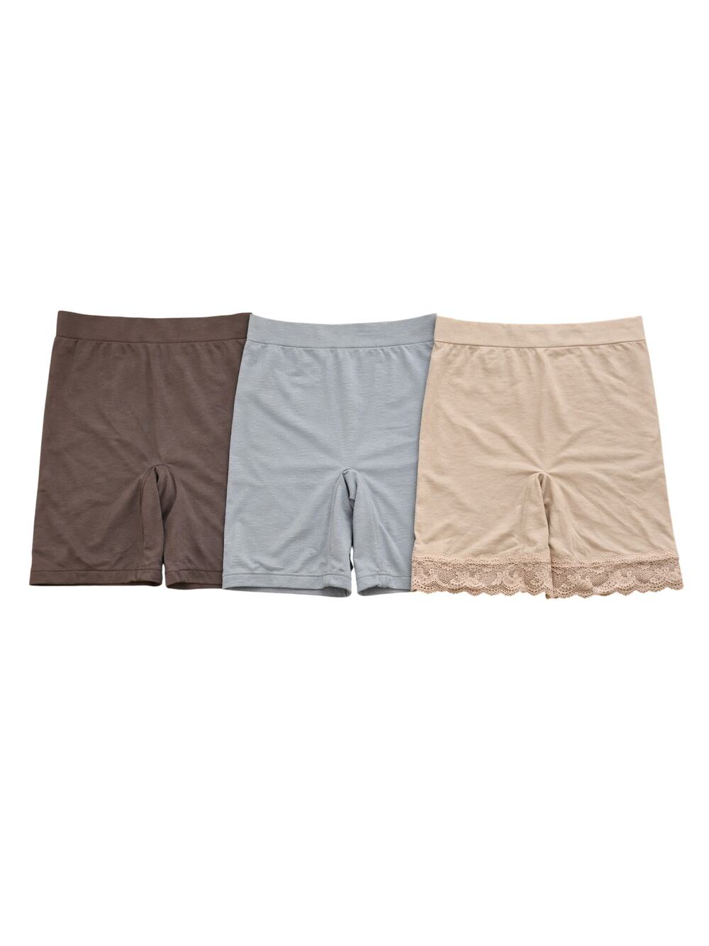 Breezies Seamless Slip Shorts Lot 3 – Size 1X, Neutral Colors, Lace Trim
